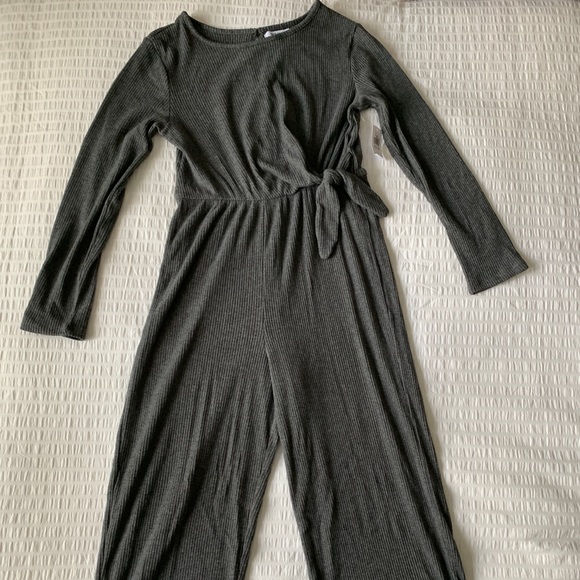 Girls side tie grey romper - Picture 1 of 3